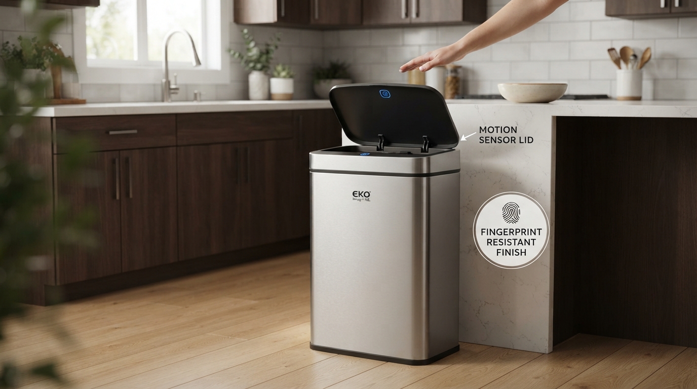 EKO Mirage-T 50 Liter / 13.2 Gallon Touchless Rectangular Motion Sensor Trash Can: A Detailed Look
